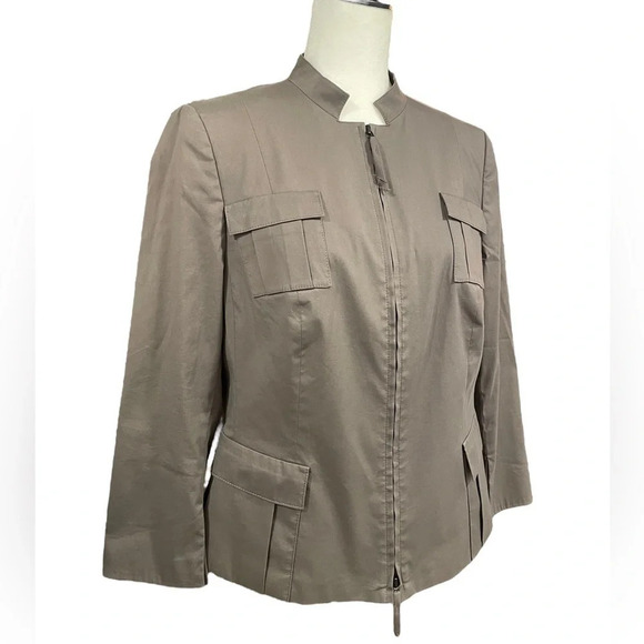 Akris Punto Full Zip Cotton Blend Jacket Women US 12 Grayish Green - Picture 3 of 9